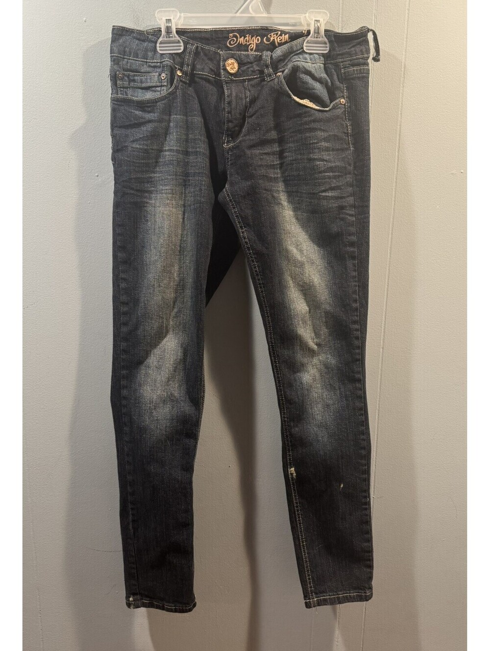 Girls Indigo Rein Blue Jeans, Size 7 Casual Around The House Pair of Pants.